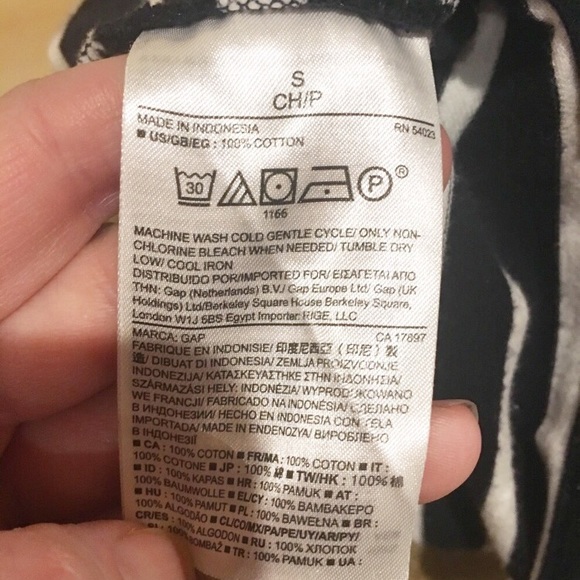 Navy & White Striped Gap T Shirt Back Zipper Small - Picture 6 of 6